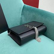 YSL Kate Medium Tassel In Grain De Poudre Embossed Leather Black Silver - 24x5x14.5cm - 5