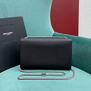 YSL Kate Medium Tassel In Grain De Poudre Embossed Leather Black Silver - 24x5x14.5cm - 4