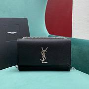 YSL Kate Medium In Grain De Poudre Embossed Leather Black Silver Hardware - 24x5x14.5cm - 1