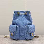 Chanel Backpack Denim Gold Tone Metal Blue - 24.5x18x8cm - 1