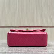 Chanel Mini Flap Top Handle Rose Red Lamskin Leather Gold Hardware - 12x20x6.5cm - 6