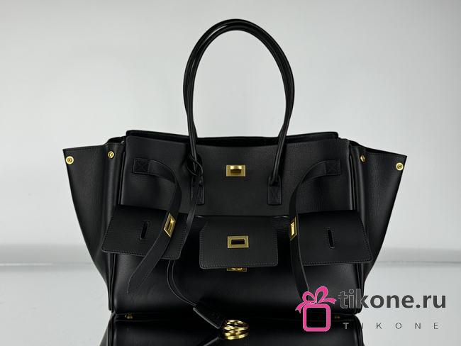 Balenciaga Bel Air Medium Carry All Bag in Black Smooth Calfskin Aged Gold - 37x26x17cm - 1