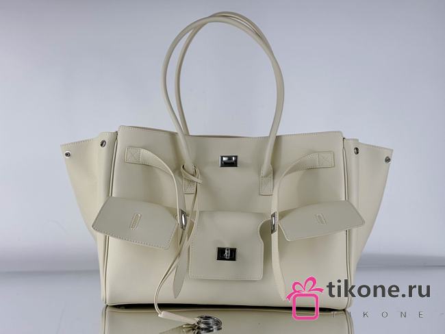 Balenciaga Bel Air Medium Carry All Bag in Soya Smooth Calfskin Aged Silver - 37x26x17cm - 1