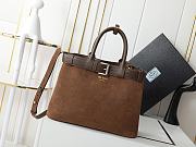 Prada Medium Buckle Suede Bag With Belt Brown - 32x23x11cm - 1