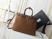 Prada Large Buckle Suede Bag With Belt Brown - 37.5x27.5x14cm - 1