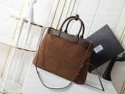 Prada Large Buckle Suede Bag With Belt Brown - 37.5x27.5x14cm - 3