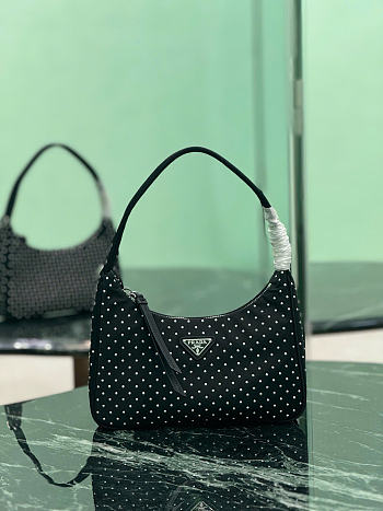 Prada Re Edition Re Nylon Mini Bag With Studs Black - 22x17x6cm