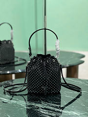 Prada Re Nylon Mini Bag With Studs Black - 19.5x15.5x10cm - 1