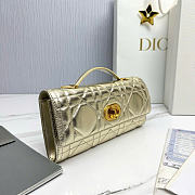 Dior Miss Caro Top Handle Pouch Metallic Gold Tone Macrocannage Calfskin - 24x12x4cm - 2