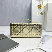 Dior Miss Caro Top Handle Pouch Metallic Gold Tone Macrocannage Calfskin - 24x12x4cm - 5