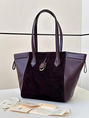 Fendi Origami Medium Transformable Dark Purple Suede And Leather Mini Bag - 27x27x16.5cm - 2