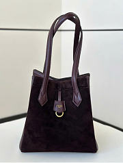 Fendi Origami Medium Transformable Dark Purple Suede And Leather Mini Bag - 27x27x16.5cm - 3