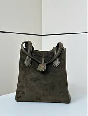 Fendi Origami Medium Transformable Army Green Suede And Leather Mini Bag - 27x27x16.5cm - 3