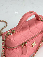 Chanel Long Vanity With Chain Grained Calfskin Gold Tone Metal Light Pink - 19.5x17x5cm - 2