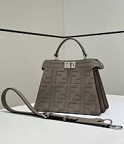 Fendi Peekaboo ISeeU Small Dove Grey Leather Bag With FF Interlacing - 27x21x11cm - 1