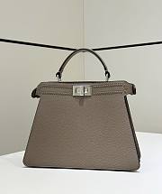 Fendi Peekaboo ISeeU Small Dove Grey Leather Bag With FF Interlacing - 27x21x11cm - 5