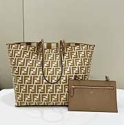 Fendi Large Roll Reversible Shopper In Pequin Striped And Beige FF Fabric - 35x32x19.5cm - 6