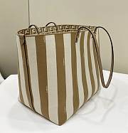 Fendi Large Roll Reversible Shopper In Pequin Striped And Beige FF Fabric - 35x32x19.5cm - 2