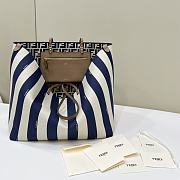 Fendi Large Roll Reversible Shopper In Pequin Striped And Blue FF Fabric - 35x32x19.5cm - 6