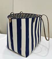 Fendi Large Roll Reversible Shopper In Pequin Striped And Blue FF Fabric - 35x32x19.5cm - 3