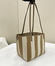 Fendi Small Roll Reversible Shopper In Pequin Striped And Beige FF Fabric - 23x19.5x15cm - 3