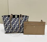 Fendi Small Roll Reversible Shopper In Pequin Striped And Blue FF Fabric - 23x19.5x15cm - 1