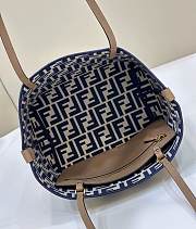 Fendi Small Roll Reversible Shopper In Pequin Striped And Blue FF Fabric - 23x19.5x15cm - 4