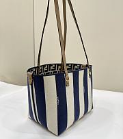 Fendi Small Roll Reversible Shopper In Pequin Striped And Blue FF Fabric - 23x19.5x15cm - 2