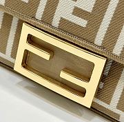 Fendi Baguette Mini Beige FF Jacquard Fabric Bag - 20x13x5cm - 4