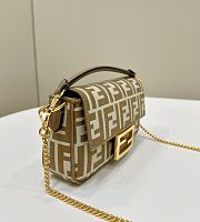 Fendi Baguette Mini Beige FF Jacquard Fabric Bag - 20x13x5cm - 6