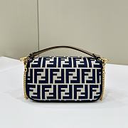 Fendi Baguette Mini Blue FF Jacquard Fabric Bag - 20x13x5cm - 3