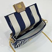 Fendi Baguette Mini Blue FF Jacquard Fabric Bag - 20x13x5cm - 4