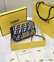 Fendi Baguette Mini Blue FF Jacquard Fabric Bag - 20x13x5cm - 1