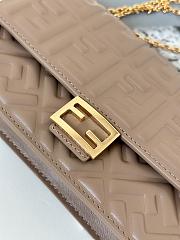 Fendi Wallet On Chain Baguette Dove Gray Nappa Leather Wallet With FF Motif - 21x11.5x5cm - 3