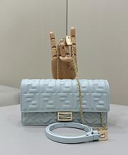 Fendi Wallet On Chain Baguette Light Blue Nappa Leather Wallet With FF Motif - 21x11.5x5cm - 1