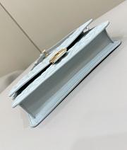 Fendi Wallet On Chain Baguette Light Blue Nappa Leather Wallet With FF Motif - 21x11.5x5cm - 6