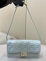 Fendi Wallet On Chain Baguette Light Blue Nappa Leather Wallet With FF Motif - 21x11.5x5cm - 2