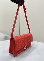 Fendi Wallet On Chain Baguette Red Nappa Leather Wallet With FF Motif - 21x11.5x5cm - 4