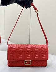 Fendi Wallet On Chain Baguette Red Nappa Leather Wallet With FF Motif - 21x11.5x5cm - 3