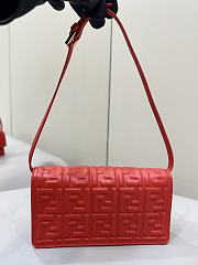 Fendi Wallet On Chain Baguette Red Nappa Leather Wallet With FF Motif - 21x11.5x5cm - 2