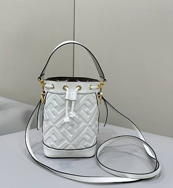 Fendi Mon Tresor White Leather Mini Bag With FF Motif - 18x14x12cm