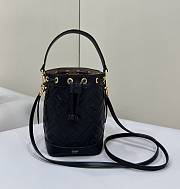 Fendi Mon Tresor Black Leather Mini Bag With FF Motif - 18x14x12cm - 1