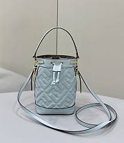 Fendi Mon Tresor Light Blue Leather Mini Bag With FF Motif - 18x14x12cm - 1