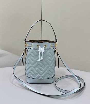 Fendi Mon Tresor Light Blue Leather Mini Bag With FF Motif - 18x14x12cm