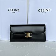 Celine Large Triomphe Wallet In Shiny Calf Leather Black - 19x10x3cm - 5