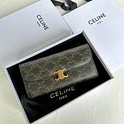 Celine Large Triomphe Wallet In Canvas and Calfskin Brown - 19x10x3cm - 1