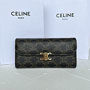 Celine Large Triomphe Wallet In Canvas and Calfskin Brown - 19x10x3cm - 3