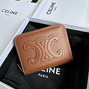 Celine Compact Zipped Wallet Cuir Triomphe In Smooth Calfskin Brown - 11x8.5x2cm - 1