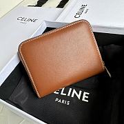 Celine Compact Zipped Wallet Cuir Triomphe In Smooth Calfskin Brown - 11x8.5x2cm - 2