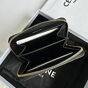 Celine Compact Zipped Wallet Cuir Triomphe In Smooth Calfskin Black - 11x8.5x2cm - 6